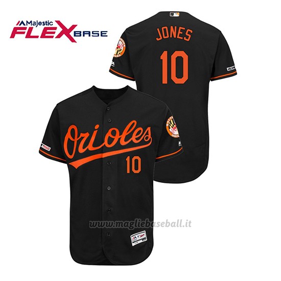 Maglia Baseball Uomo Baltimore Orioles Adam Jones 150th Aniversario Patch Autentico Flex Base Nero